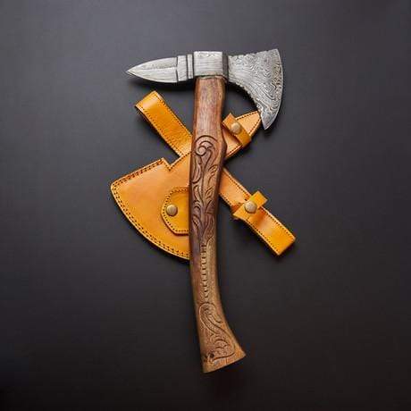 Tools & Gardening Damascus Steel Forged Viking Axe with Rose Wood Shaft, Viking Bearded Camping Axe, Best Birthday&Anniversary Gift For Him, - Odins Hall