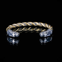 Pulsera de la lealtad - 2 cabezas de Fenrir - Mezcla de oro y plata