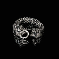 Pulsera de doble cabeza de león Viking - Acero inoxidable