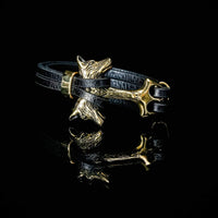 Pulsera vikinga Cabeza de Fenrir en cuero