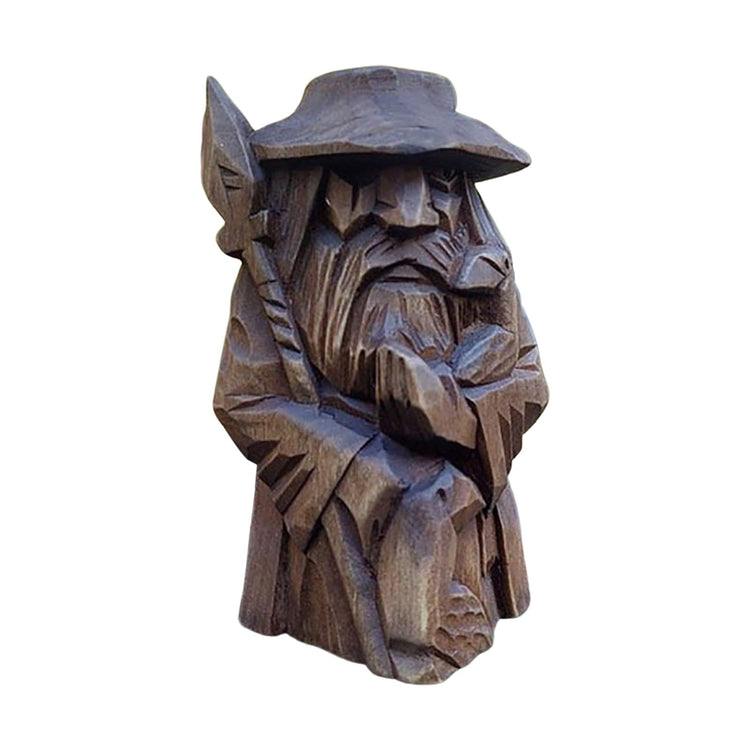 Estatuilla vikinga de madera de dioses nórdicos