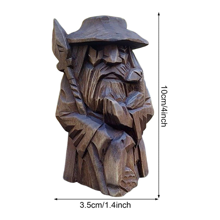 Estatuilla vikinga de madera de dioses nórdicos